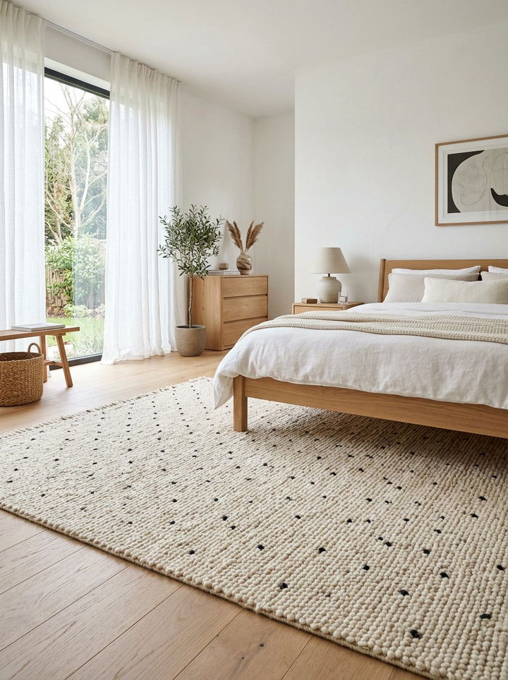 Cream Textured Berber Rug - 30 bedroom rugs