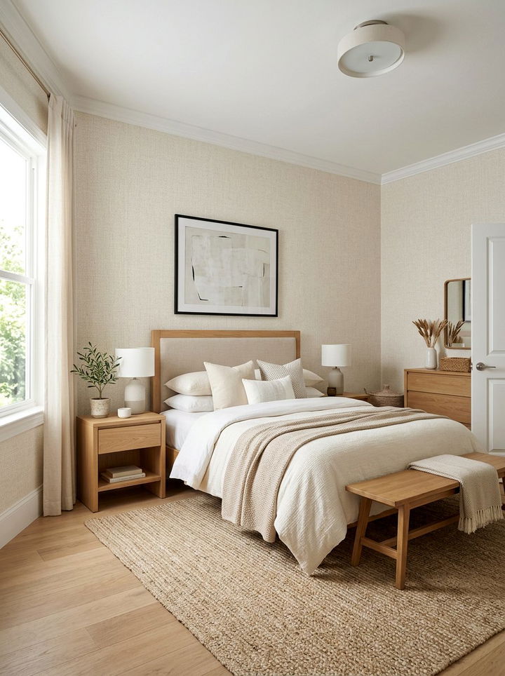 Cream Textured Wallpaper - 30 cream bedroom accessories ideas