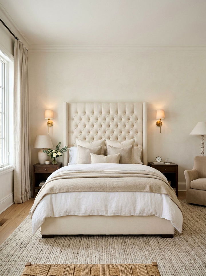 Cream Upholstered Headboard - 30 cream bedroom accessories ideas