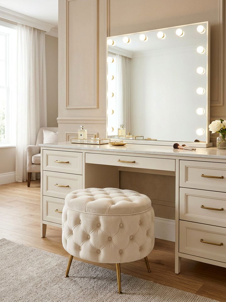 Cream Vanity Stool - 30 cream bedroom accessories ideas