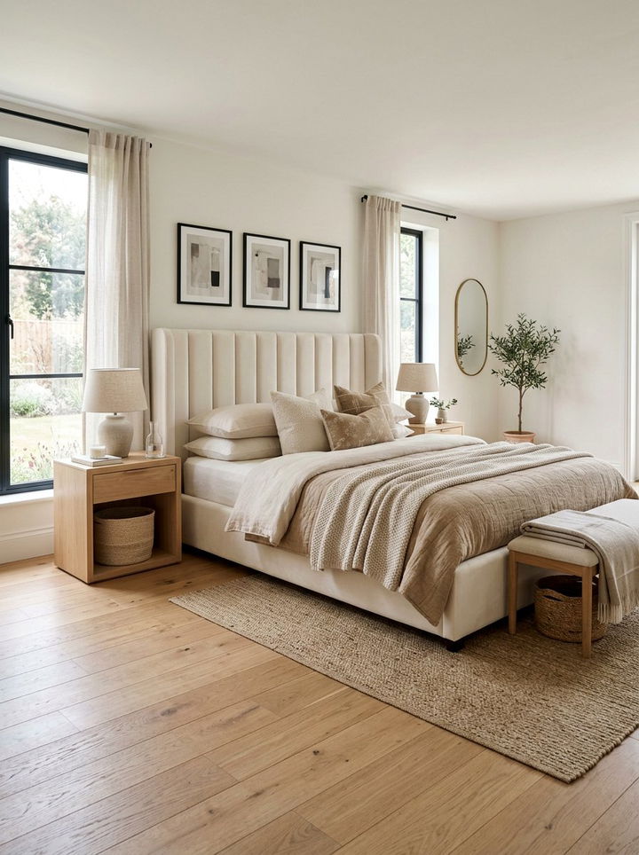 Cream Velvet Bed Arrangement - 30 velvet bedroom ideas