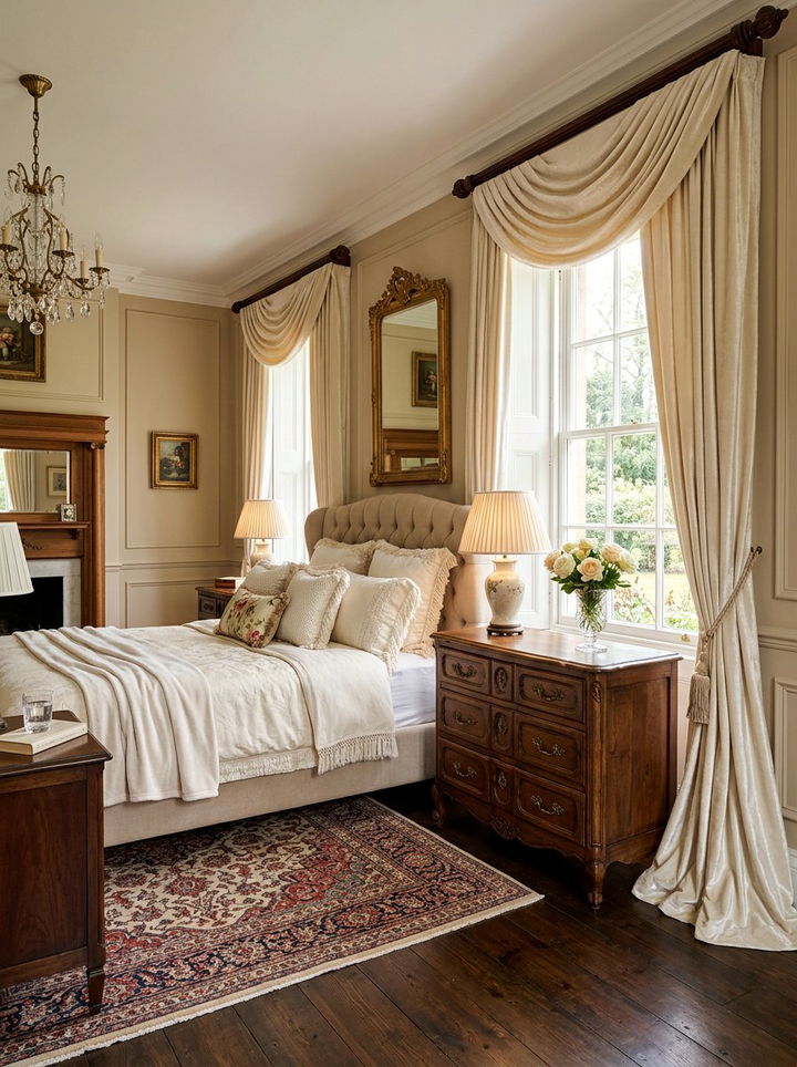Cream Velvet Curtains Beige Bedroom - 30 traditional beige bedroom ideas