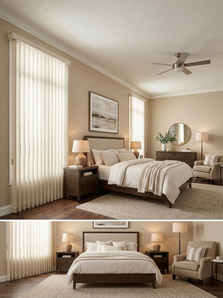 Cream Vertical Blinds - 30 bedroom vertical blinds
