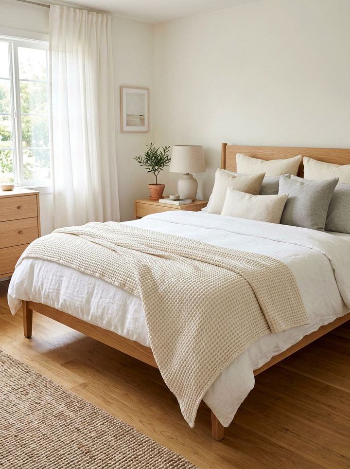 Cream Waffle Weave Blanket - 30 beige bedroom accessories ideas