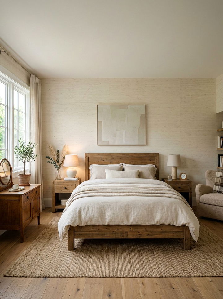 Cream Wallpaper Bedroom - 30 rustic cream bedroom ideas