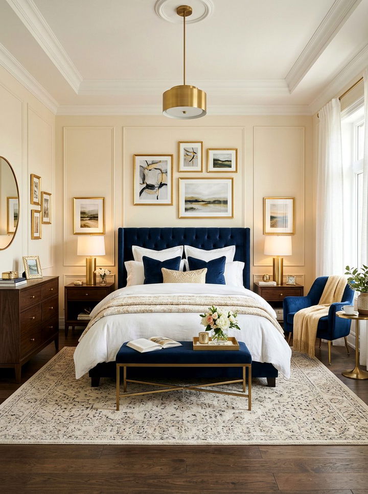 Cream Walls And Brass Fixtures - 30 bedroom cream walls