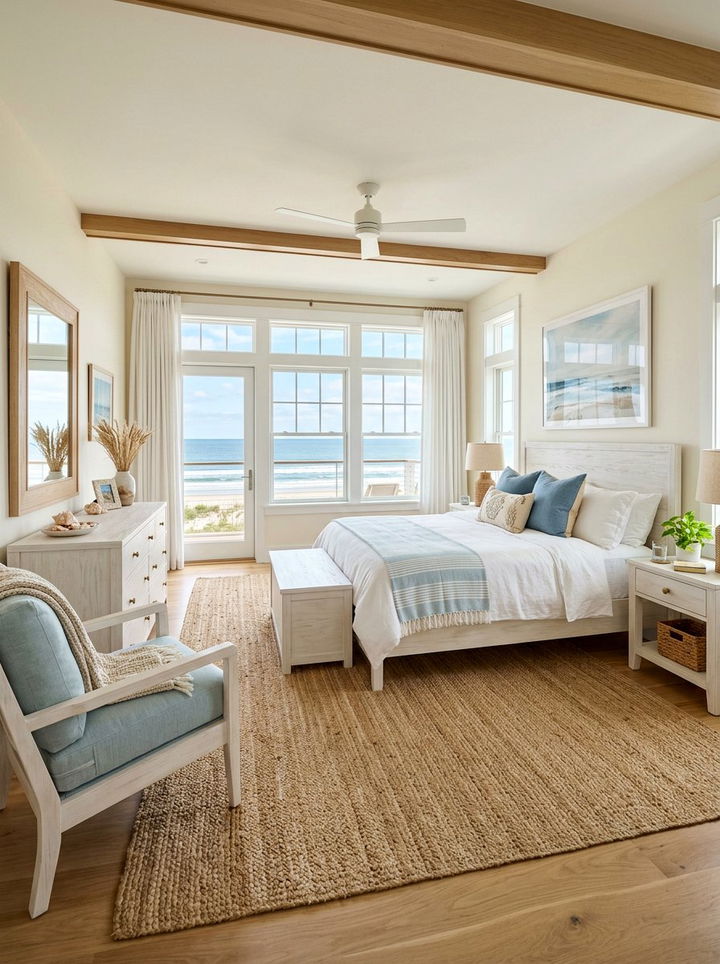 Cream Walls And Coastal Decor - 30 bedroom cream walls