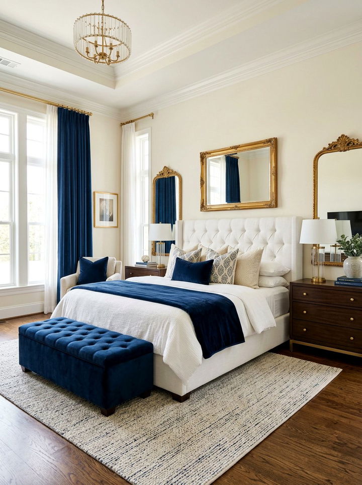 Cream Walls And Navy Blue Accents - 30 bedroom cream walls