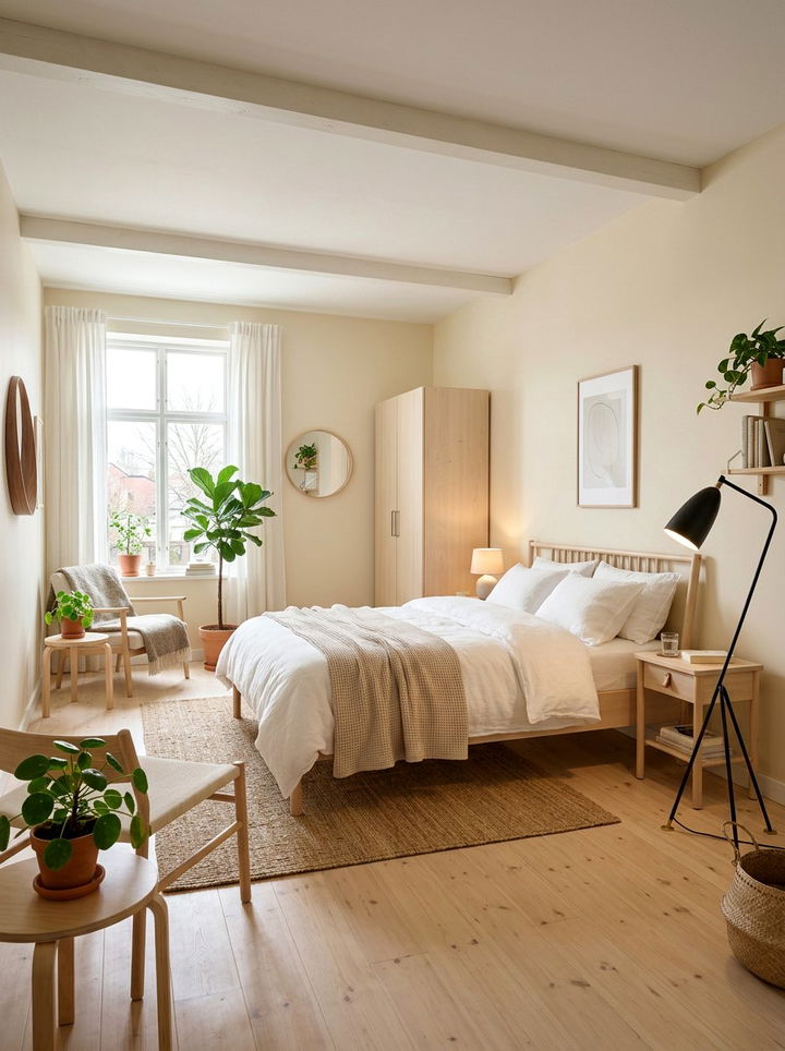 Cream Walls And Scandi Style Furniture - 30 bedroom cream walls