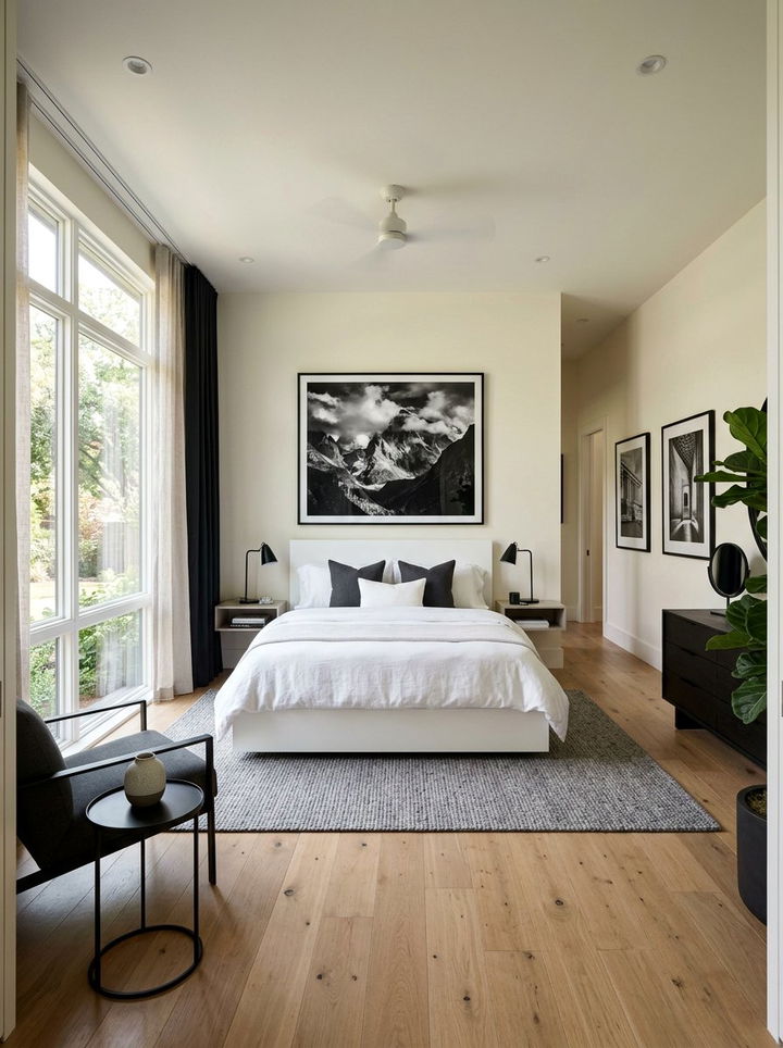 Cream Walls With Black And White Photography - 30 bedroom cream walls