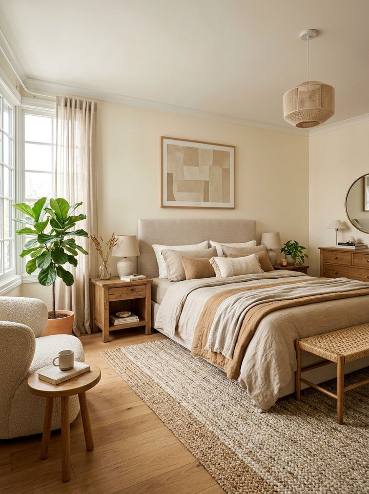 Cream Walls With Layered Linen Bedding - 30 bedroom cream walls