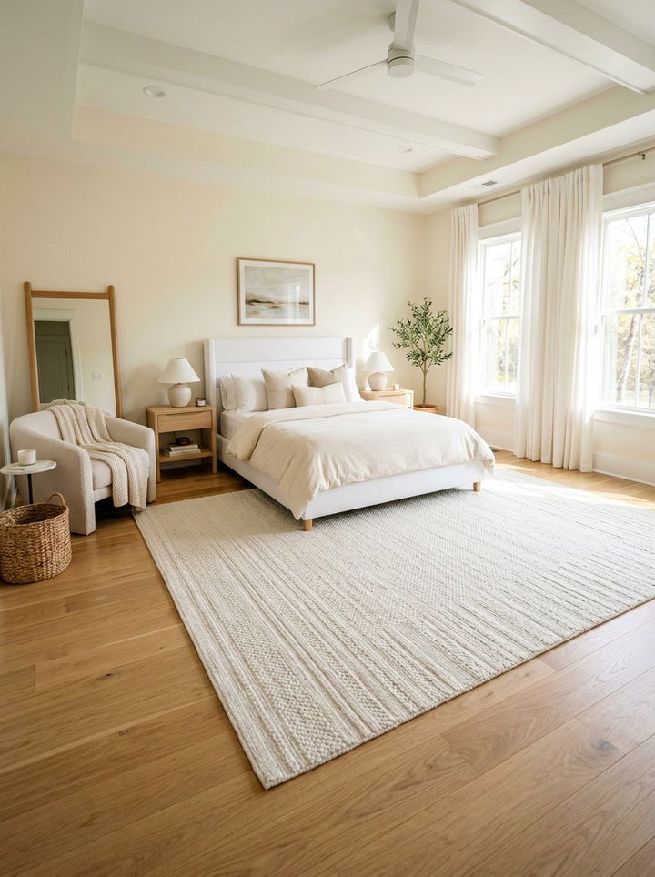 Cream White Rug - 30 bedroom rug ideas