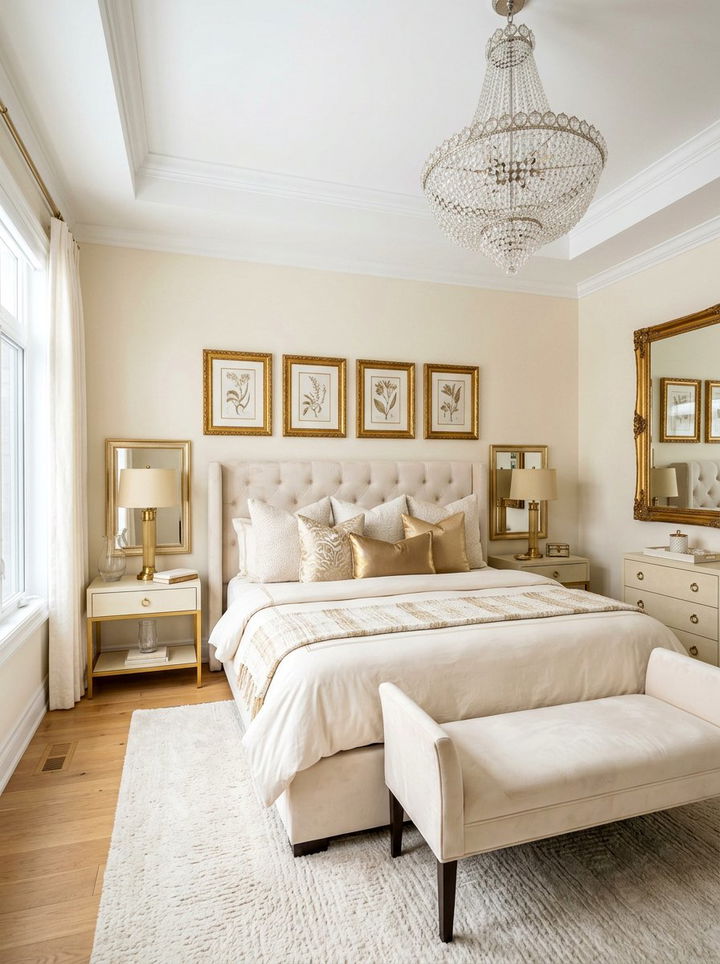 Cream and Gold Bedroom - 30 winter inspired bedroom color ideas