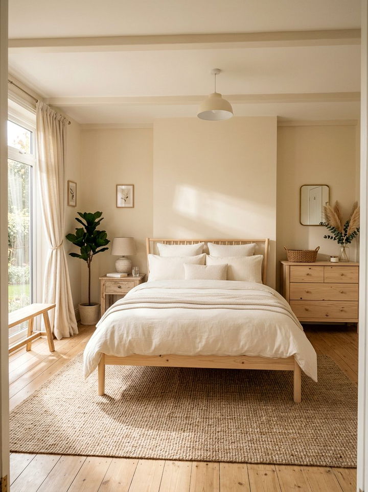 Cream and Wood Bedroom - 30 light color bedroom ideas