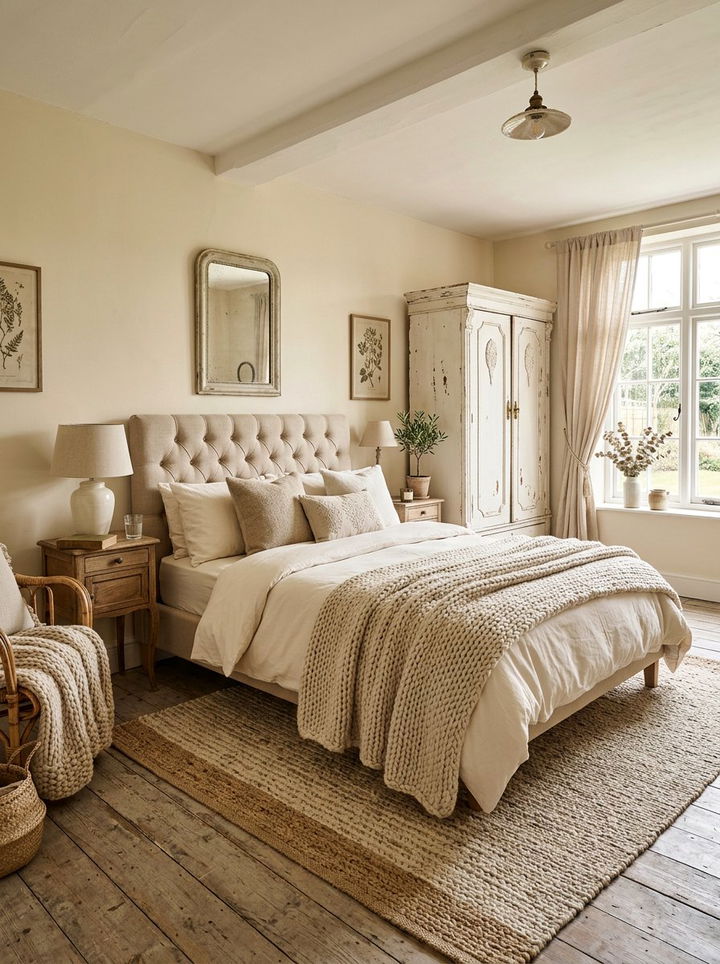 Cream and beige vintage bedroom - 30 vintage bedroom color ideas