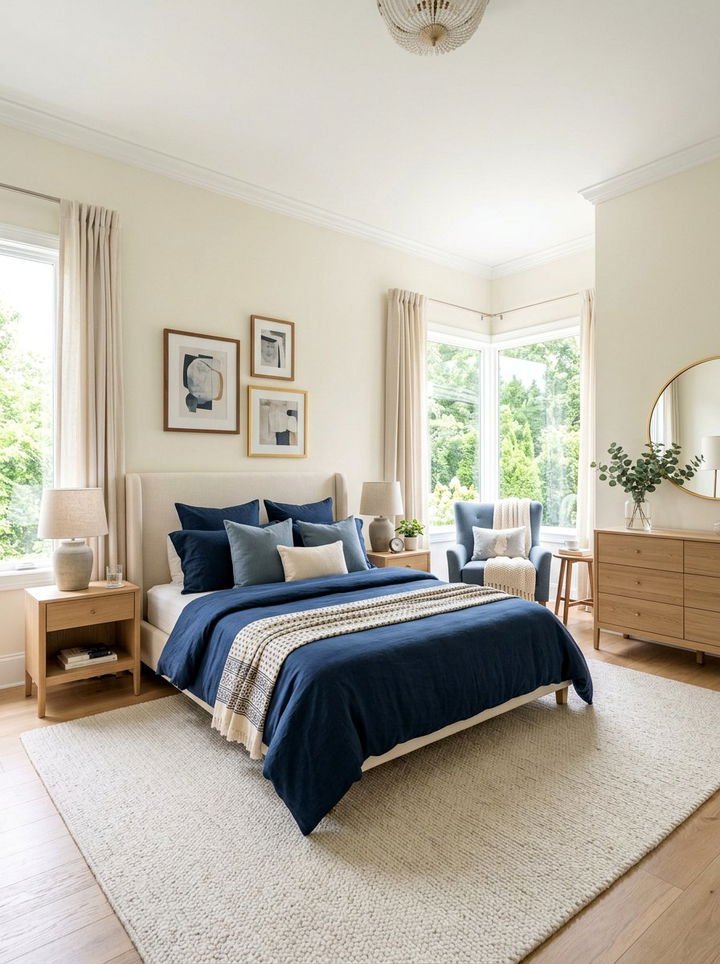 Cream and blue bedroom - 30 modern cream bedroom ideas