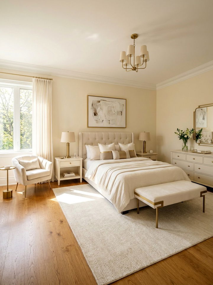 Cream and brass bedroom - 30 modern cream bedroom ideas