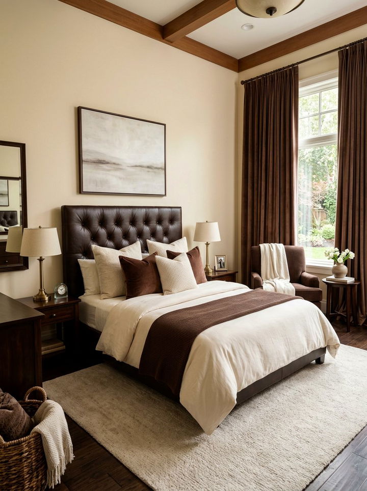 Cream and chocolate brown bedroom - 30 traditional cream bedroom ideas