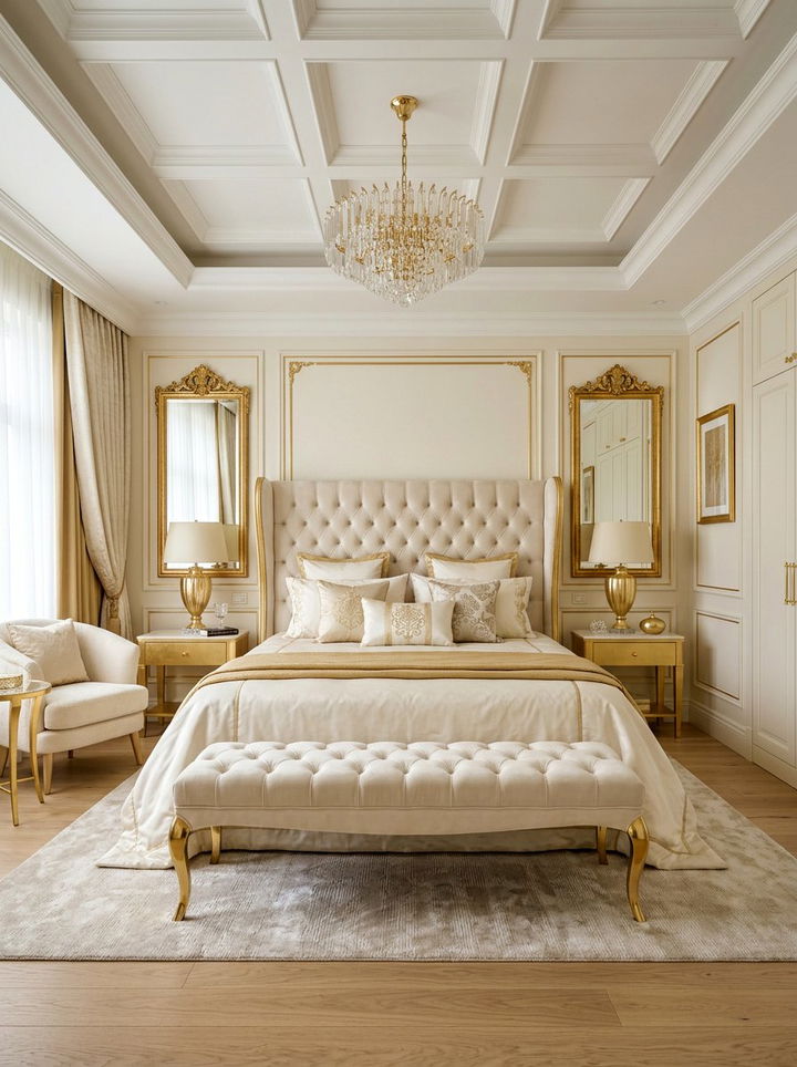 Cream and gold bedroom - 30 cream bedroom decor ideas