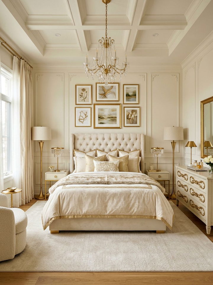 Cream and gold bedroom - 30 modern cream bedroom ideas