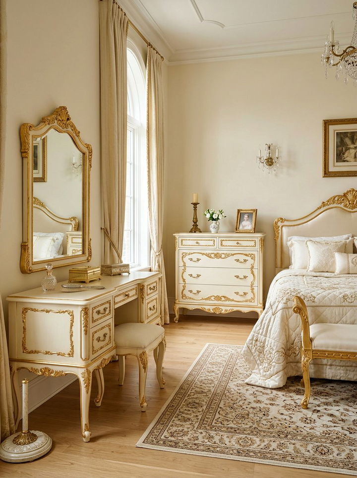 Cream and gold leaf bedroom furniture - 30 traditional cream bedroom ideas