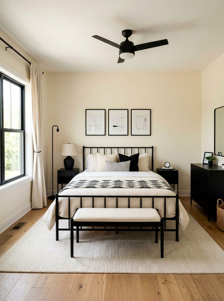 Cream bedroom black accents - 30 cream bedroom decor ideas