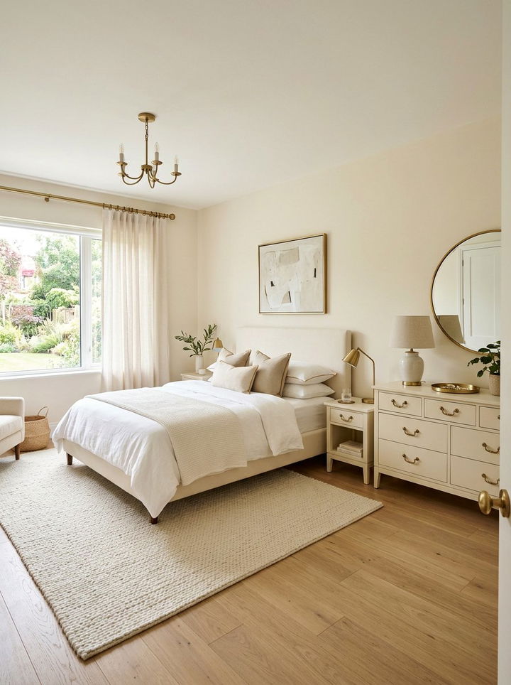 Cream bedroom brass hardware - 30 cream bedroom decor ideas