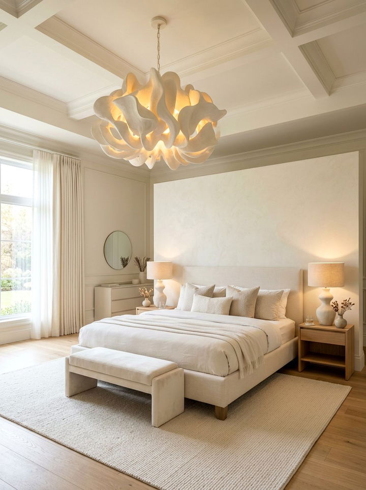 Cream bedroom statement lighting - 30 cream bedroom decor ideas