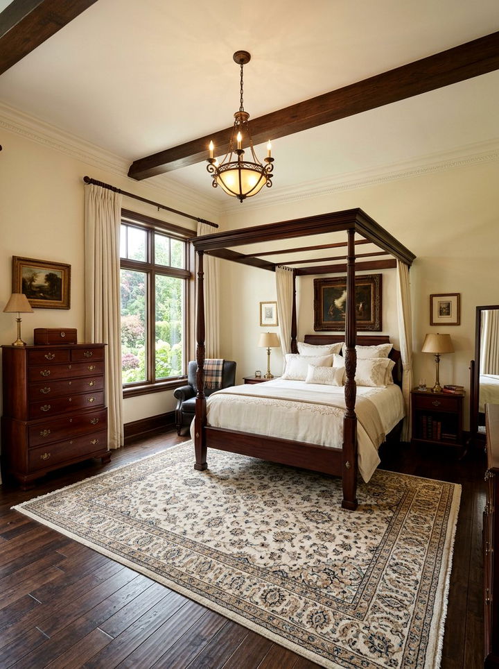 Cream bedroom with dark wood accents - 30 traditional cream bedroom ideas