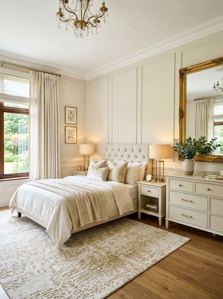 Cream bedroom with gold hardware - 30 contemporary cream bedroom ideas