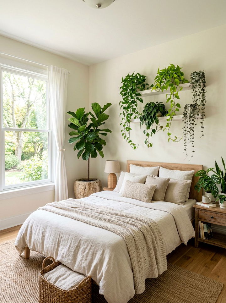 Cream bedroom with indoor plants - 30 contemporary cream bedroom ideas