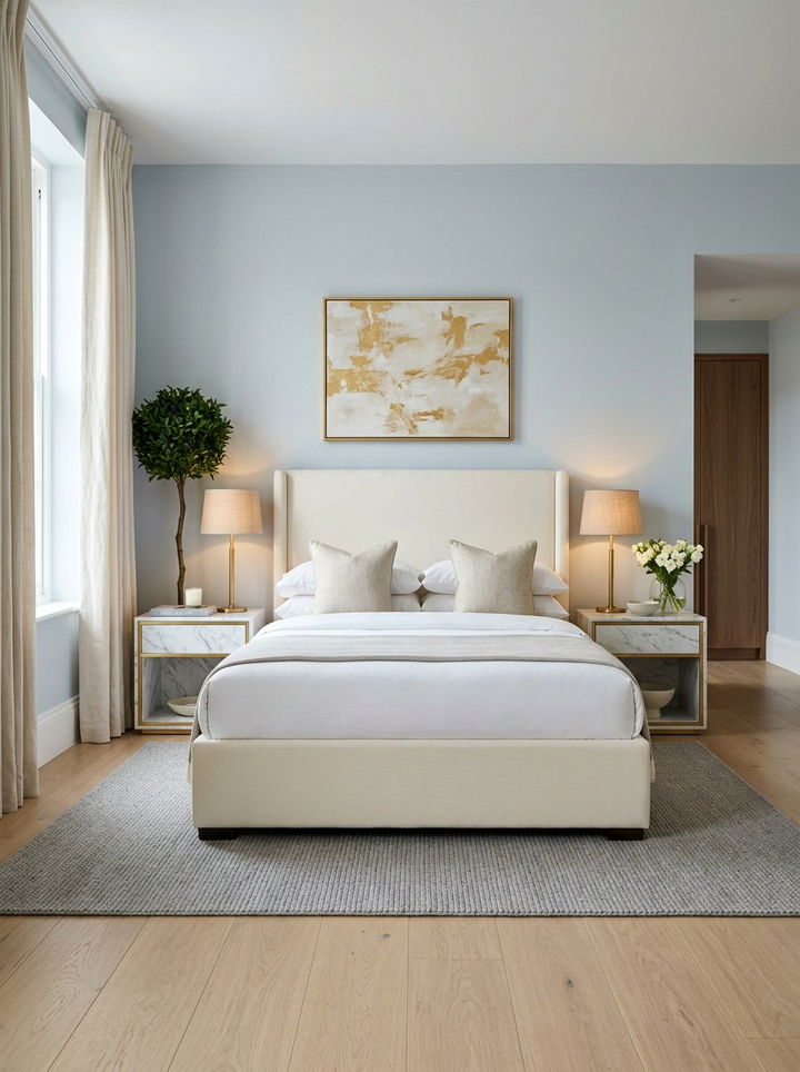 Cream bedroom with marble side tables - 30 contemporary cream bedroom ideas