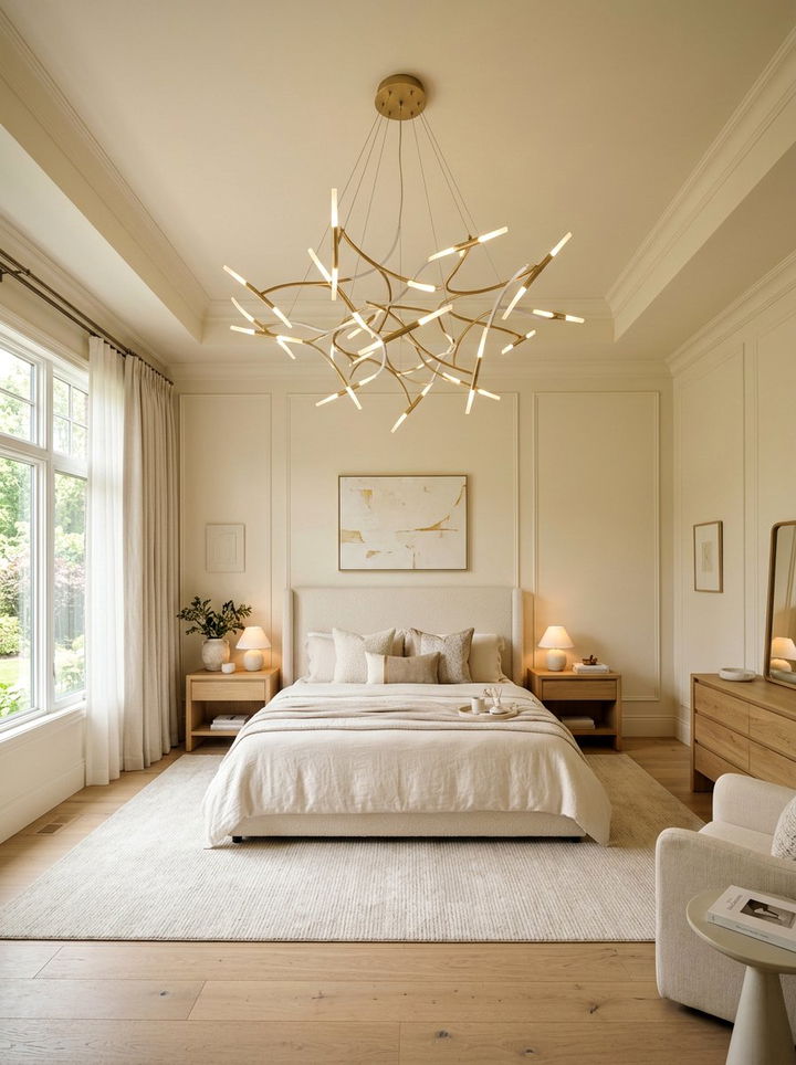 Cream bedroom with statement lighting - 30 contemporary cream bedroom ideas