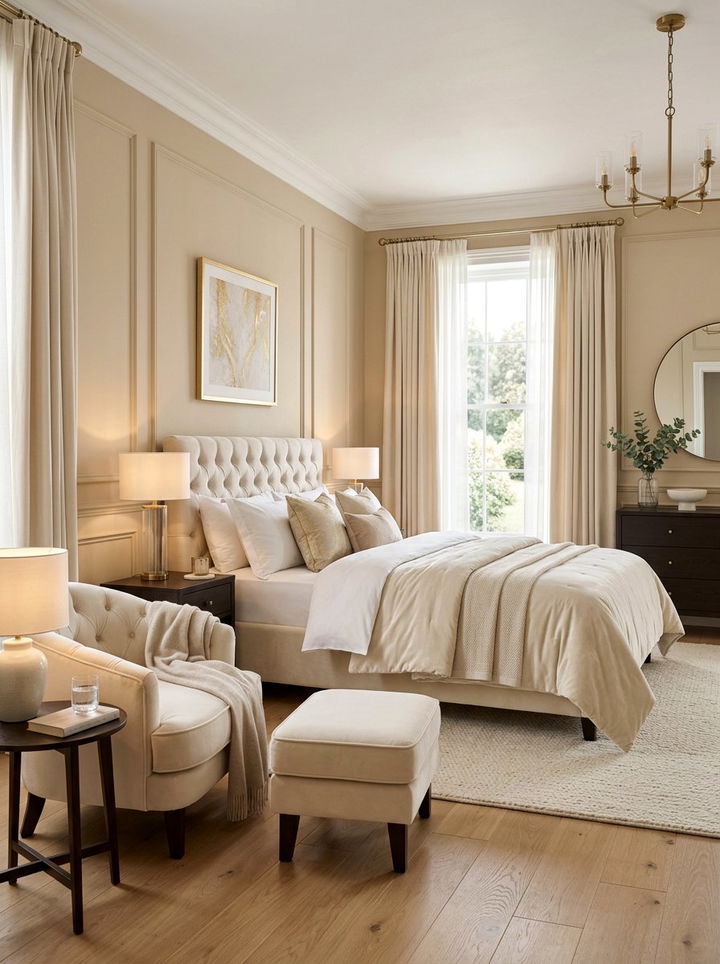 Cream bedroom with velvet furniture - 30 traditional cream bedroom ideas