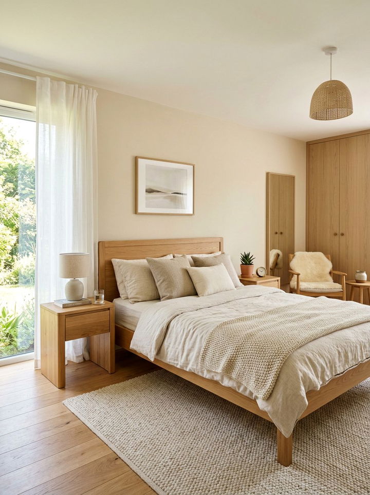 Cream bedroom with wood accents - 30 contemporary cream bedroom ideas