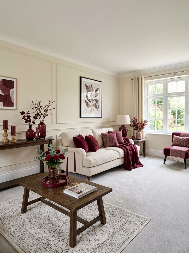 Cream walls burgundy decor - 30 burgundy and cream bedroom ideas