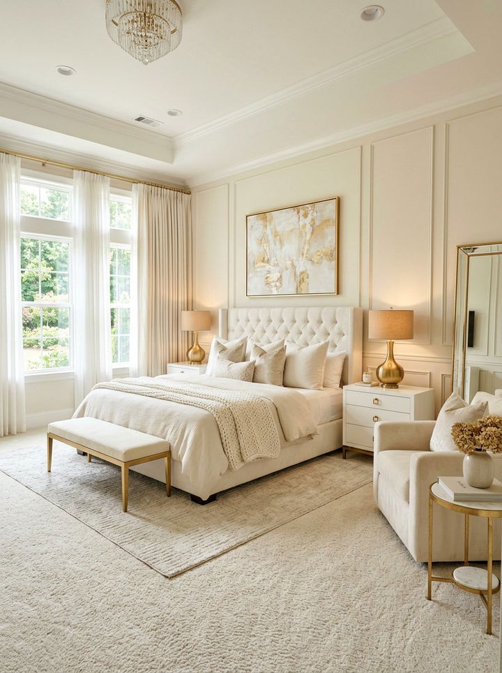 Creamy White Master Bedroom - 30 warm neutral bedroom ideas