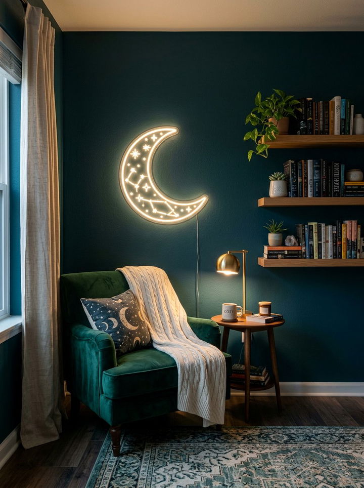 Crescent Moon Neon Sign - 30 bedroom neon signs
