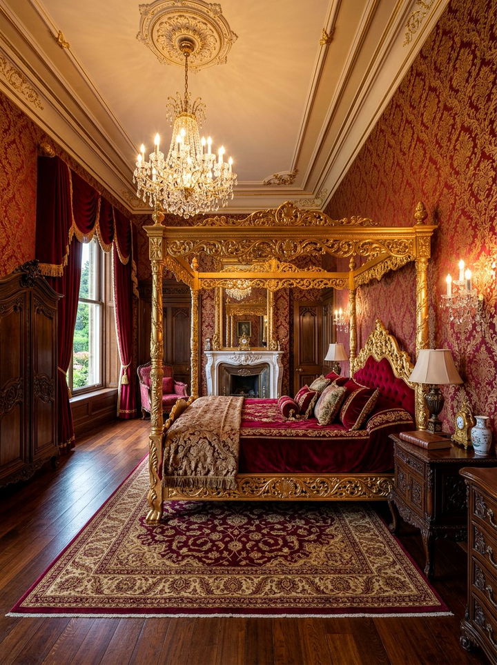 Crimson And Gold Bedroom - 30 maximalist bedroom color ideas