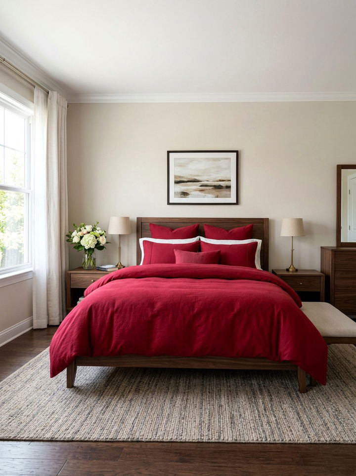 Crimson Red Bedding Bedroom - 30 red bedroom ideas