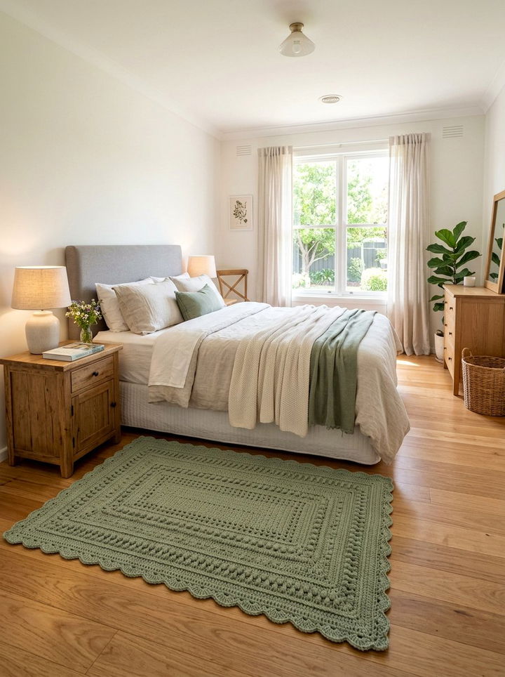 Crochet Bedside Rug - 30 crocheted bedroom ideas