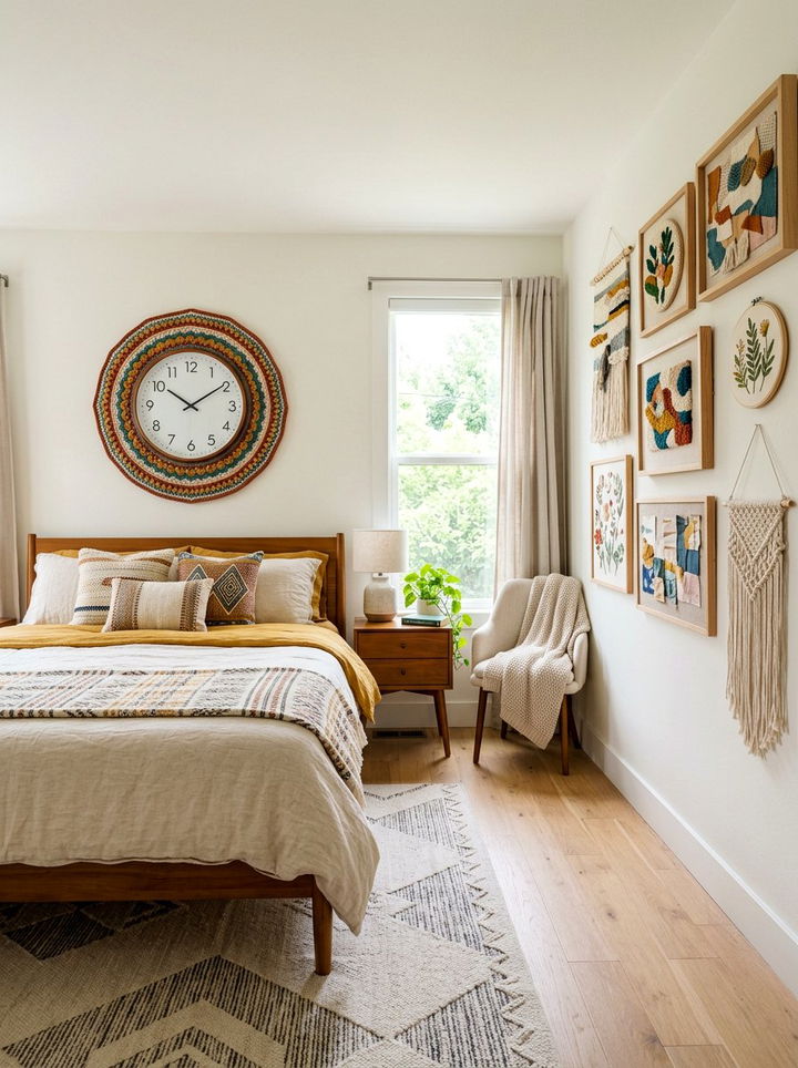 Crochet Clock Frame - 30 crocheted bedroom ideas