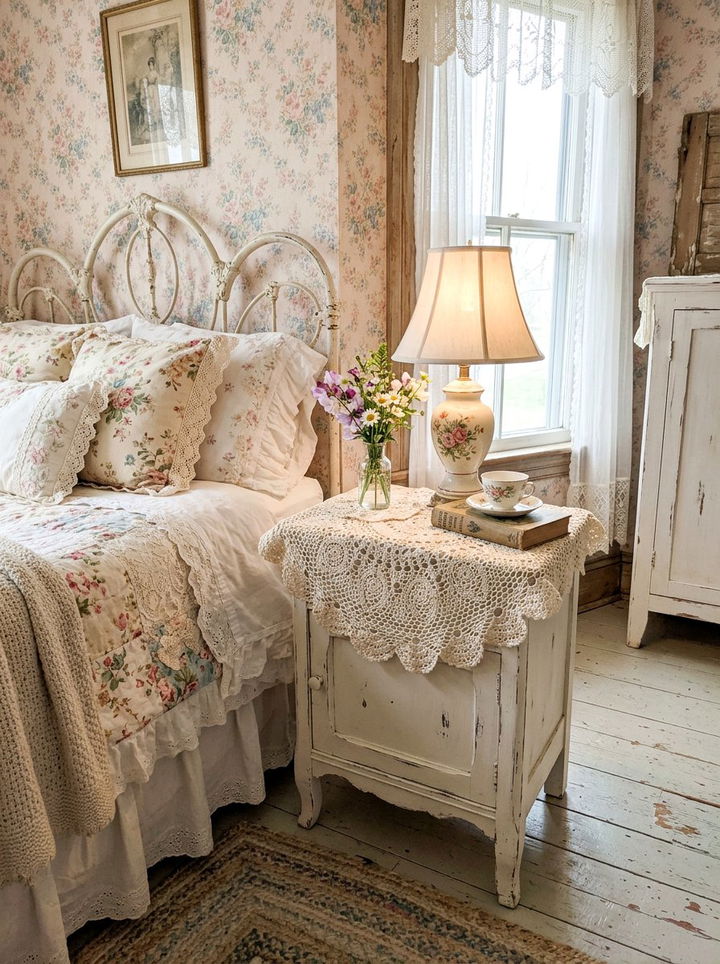 Crochet Doily Accent - 30 crocheted bedroom ideas