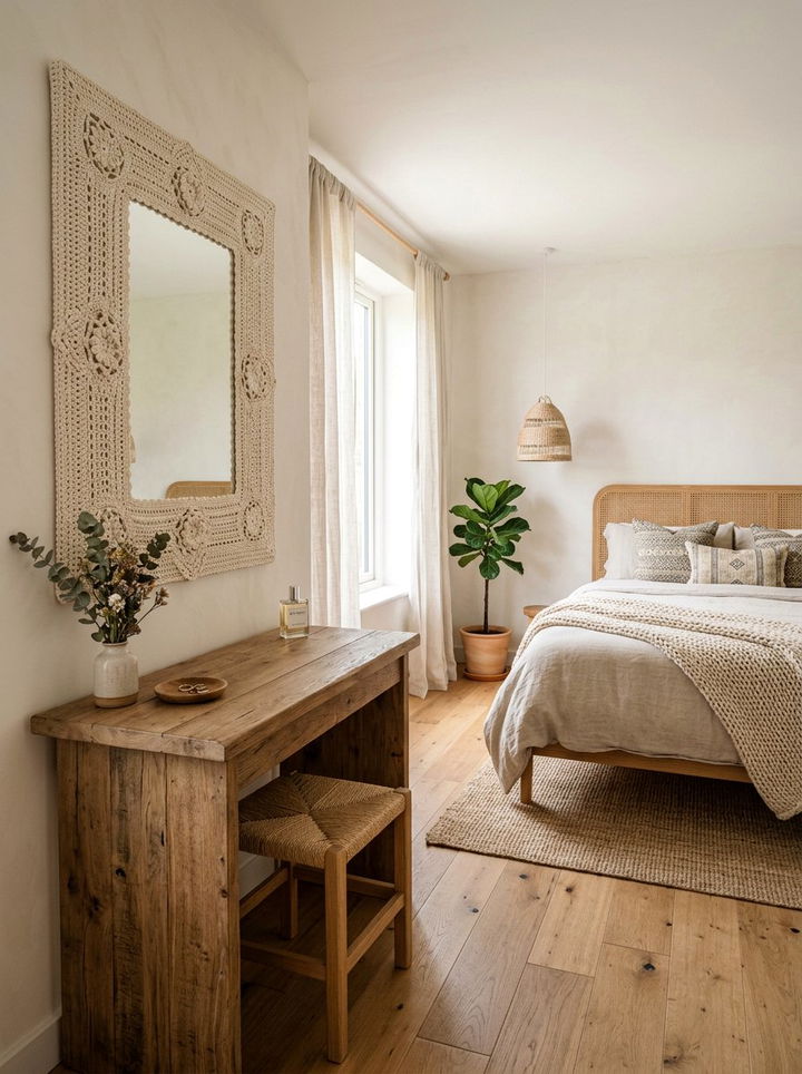 Crochet Mirror Frame - 30 crocheted bedroom ideas