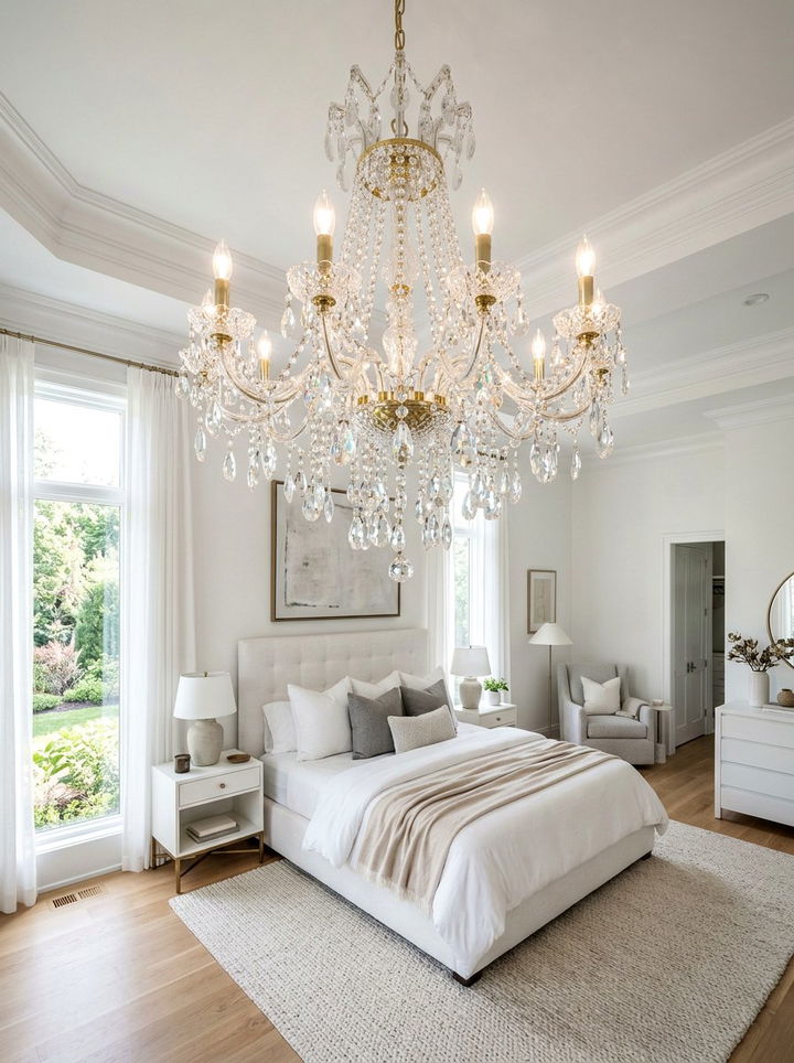 Crystal Chandelier - 30 thrifted bedroom ideas