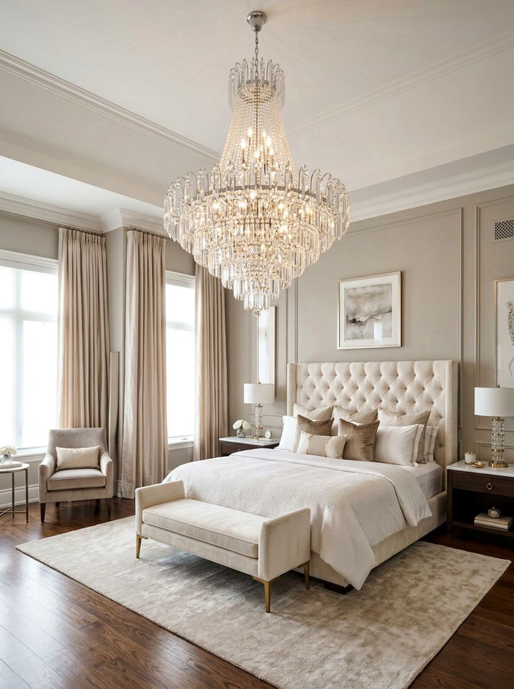 Crystal Chandelier Bedroom - 30 modern glam bedroom ideas