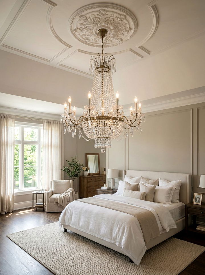 Crystal Chandelier Lighting - 30 Parisian bedroom ideas