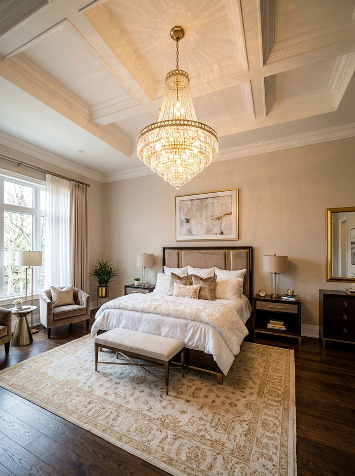 Crystal chandelier master bedroom - 30 glam bedroom ideas