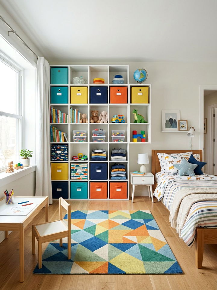 Cubby Wall Unit - 30 bedroom vertical storage ideas