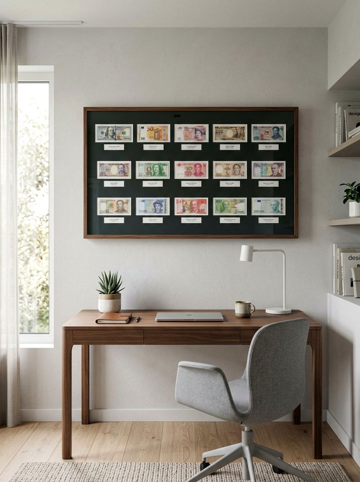Currency Display Frame - 30 bedroom travel souvenir ideas